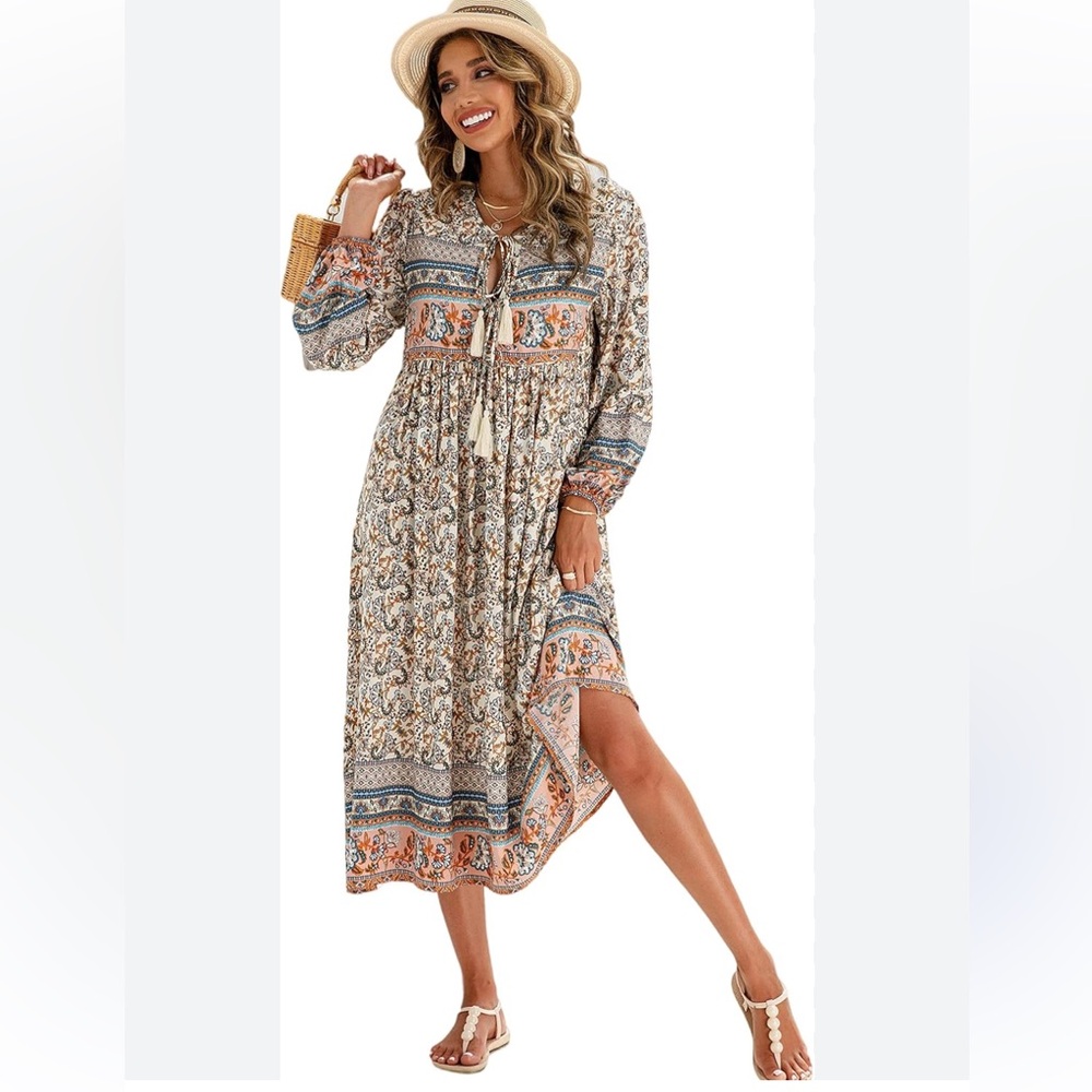 R.Vivimos  Floral Bohemian Maxi Dress - Multicolor